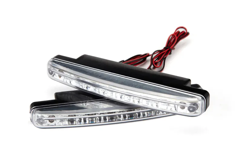 Lighting universal white waterproof 8 LED 12V DRL Driving Daytime Running Lights Kit All day Fog Light Lamps.