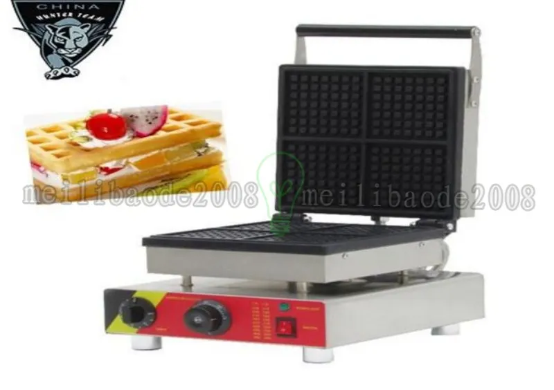 Popüler Snack Gıda İşleme Ekipmanları Ticari Döküm Demir 220 V Elektrikli Mini 4 Kare Belçika Waffle Maker Waffle Makinesi ile CE Myy