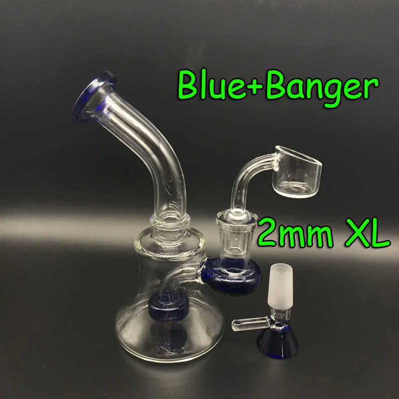 Glass Bongs Oil Rigs With Free 2mmXL Thick Quartz Banger Nail 6 inch Female 14mm Beaker Bong Dab Rigs Water Pipes