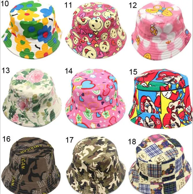 new arrival baby kids Cartoon sunflowers smile face fruit animals and camouflage Print hats boy girl little kids casual caps