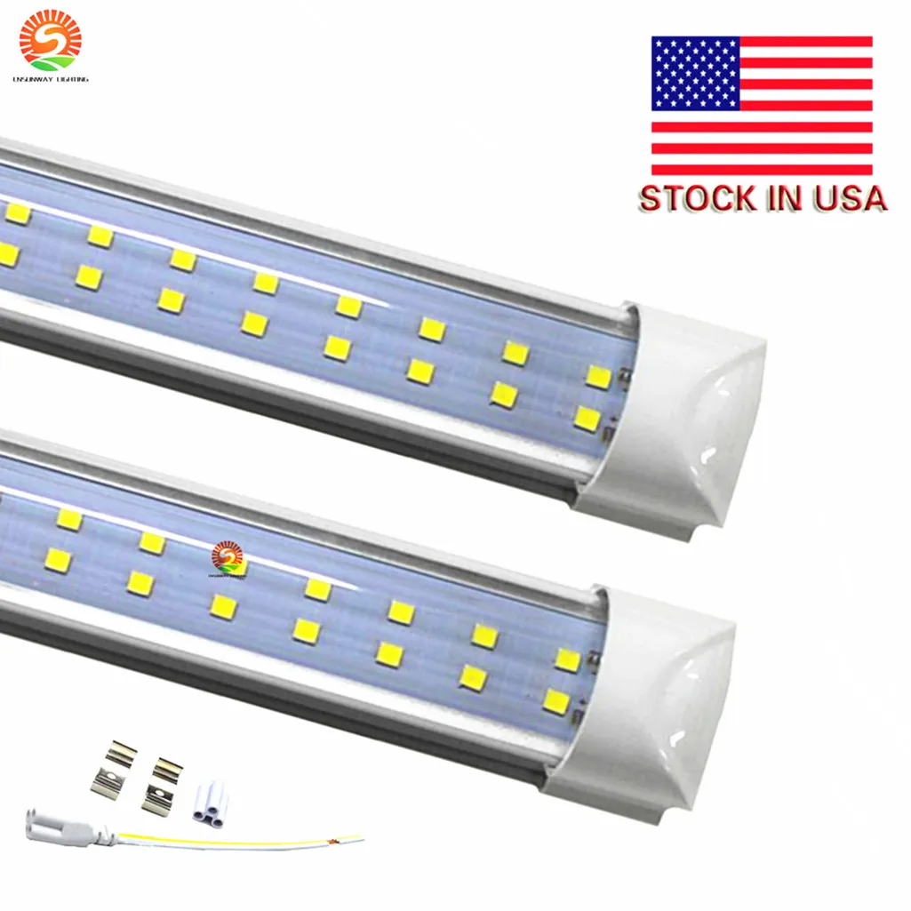 8 pies en forma de V de doble fila SMD2835 LED T8 tubo de luz integrado 8FT 2400MM 65W 6800-7200LM lámparas fluorescentes LED AC 85-265V