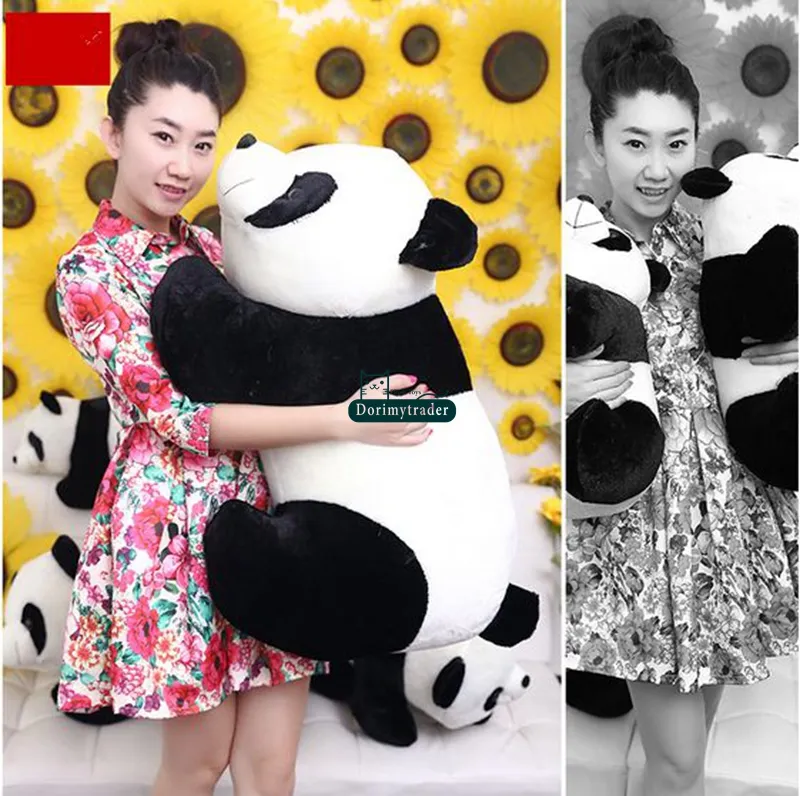 Dorimytrader 130 cm grand Animal émulationnel bambou Panda en peluche 51039039 grand Panda couché simulé oreiller poupée cadeau D6371706