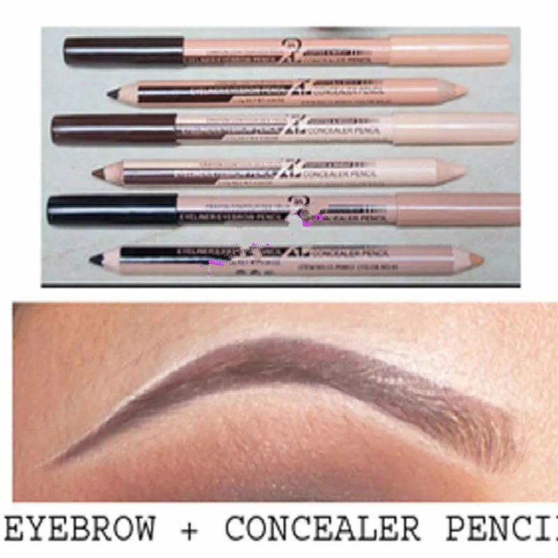 Hot Koop 48 stks / partij Maquiagem Eye Brow Menow Make Double Function Wenkbrauw Potloden Concealer Potloden Maquillaje Gratis verzending