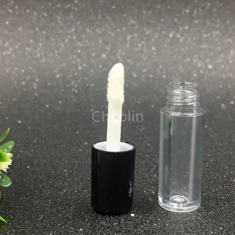 0.8 ML Mini Vuoto Trasparente Lip Gloss Tubo 50x13mm Nero Argento Oro Tappo di Plastica Balsamo le labbra bottiglia di Rossetto Contenitore Regalo Campione