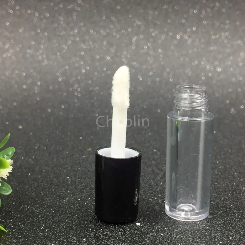 0.8 ML 미니 빈 지우기 입술 광택 튜브 50x13mm 블랙 실버 골드 캡 플라스틱 립 밤 병 립스틱 샘플 선물 컨테이너