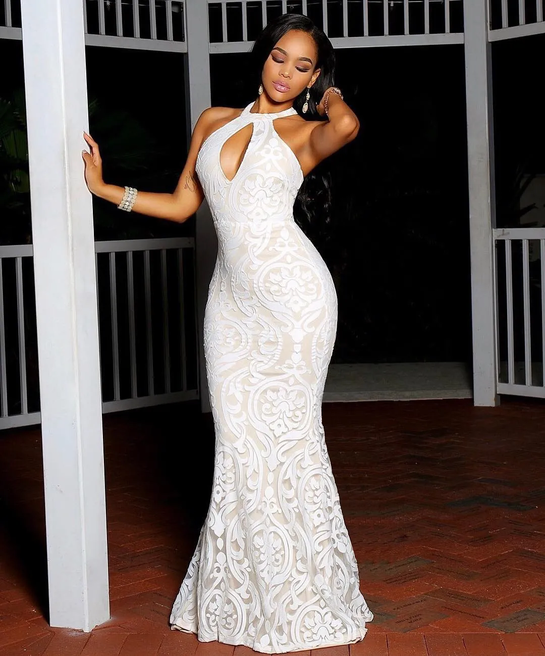 Mermaid Prom Dress Ivory Champagne High Neck Sleeveless Backless Lace Evening  Gown from Dhgate Prom Dresses - price 55.34
