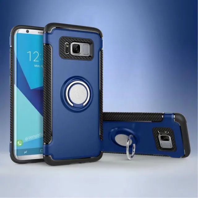 Armadura TPU + PC + suporte de anel de Metal case capa do carro ímã de sucção bainha para iphone 8 6 6 s plus 7 7 8 plus galaxy s8 s8 além de s7 s7 borda 200