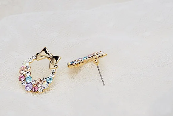Pełna Diamond Bow Kolczyki Stud Retro Wykwintne Kwiat Kobiety Kolczyki Charms Biżuteria Dla Party Prezent Ślub 2017 Gorąca Sprzedaż