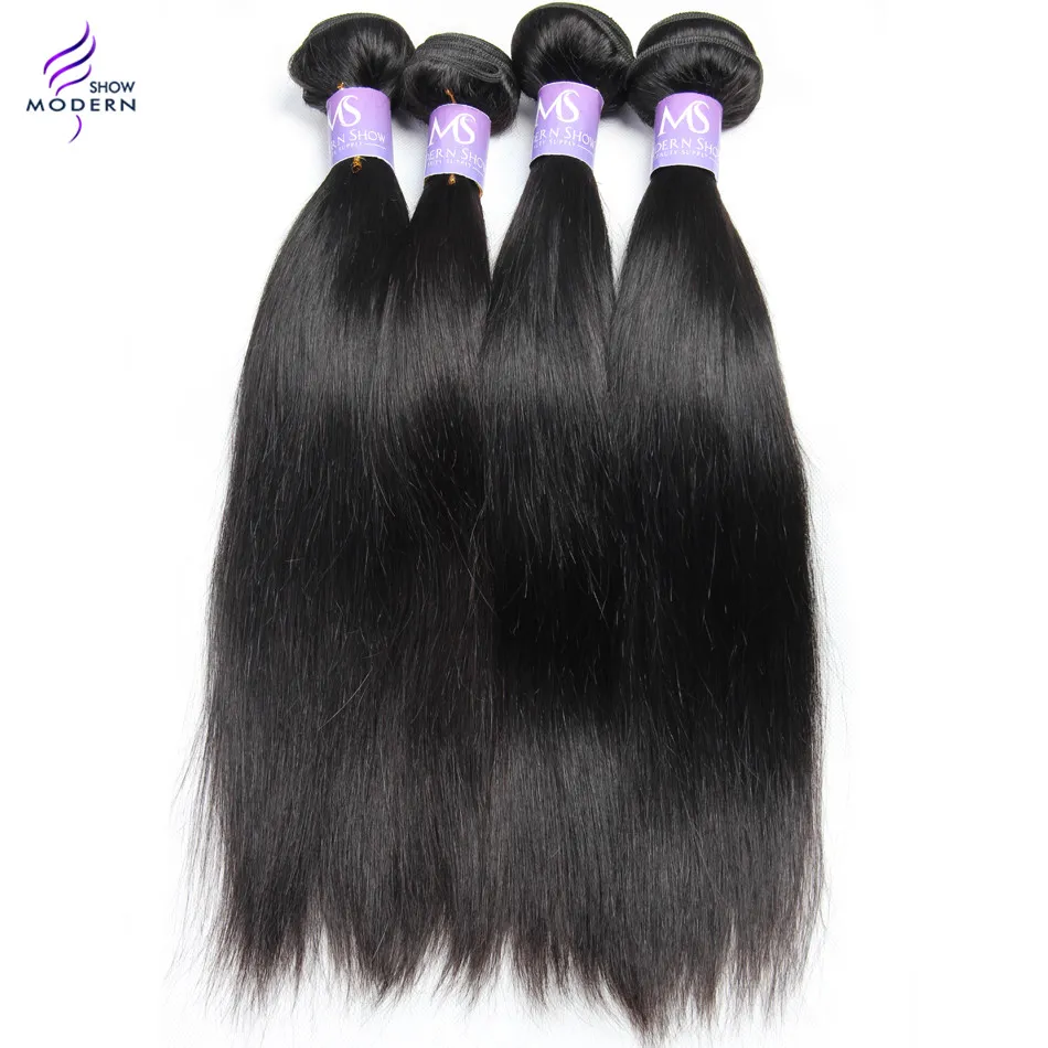 8A cheveux humains brésiliens raides 3 paquets et fermeture frontale avec dentelle avant extension de cheveux de couleur naturelle 4590026