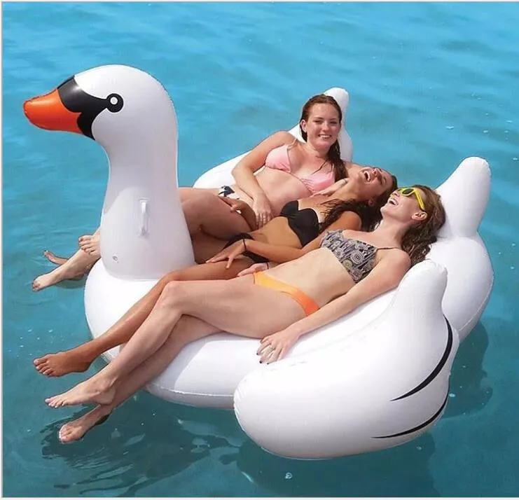 1,5 m jätte Swan Pool Leksaker Uppblåsbara Float Flamingo Flaming Pontoon Floats för vuxna och barn med detaljhandelspaket