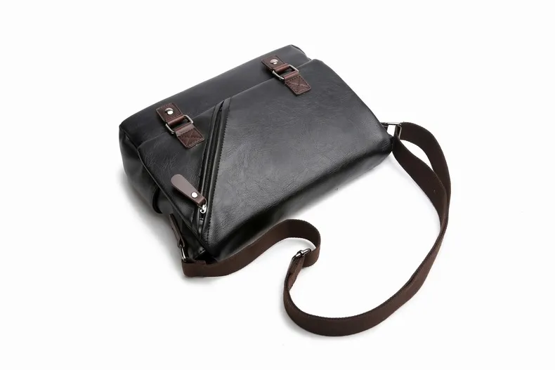 NewStylish Male Classic Leather Messenger Bag Shourdent Cross Body Laptop Designer MailBag Postal Bag with Canvas strap2425506