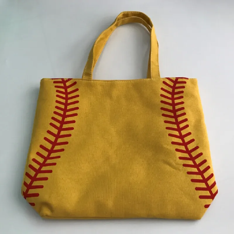 2017 small canvas bag Baseball Tote Bags Sports Bags Casual Tote Softball Bag Football Soccer Basketball Bag Cotton Canvas Material