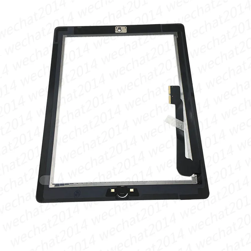 painel de vidro de tela de toque com digitador botões adesivo para ipad 2 3 4 preto e branco