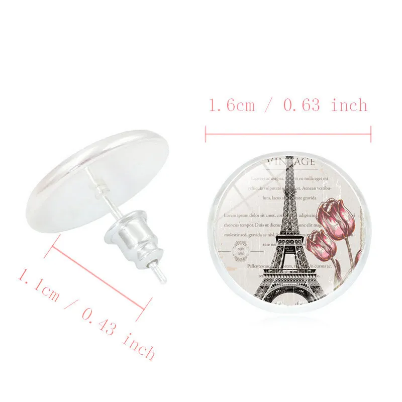 Nuovo set di di gioielli vintage con cabochon in vetro placcato argento a forma di torre Eiffel, collana girocollo, orecchini e bracciale Chi3557384