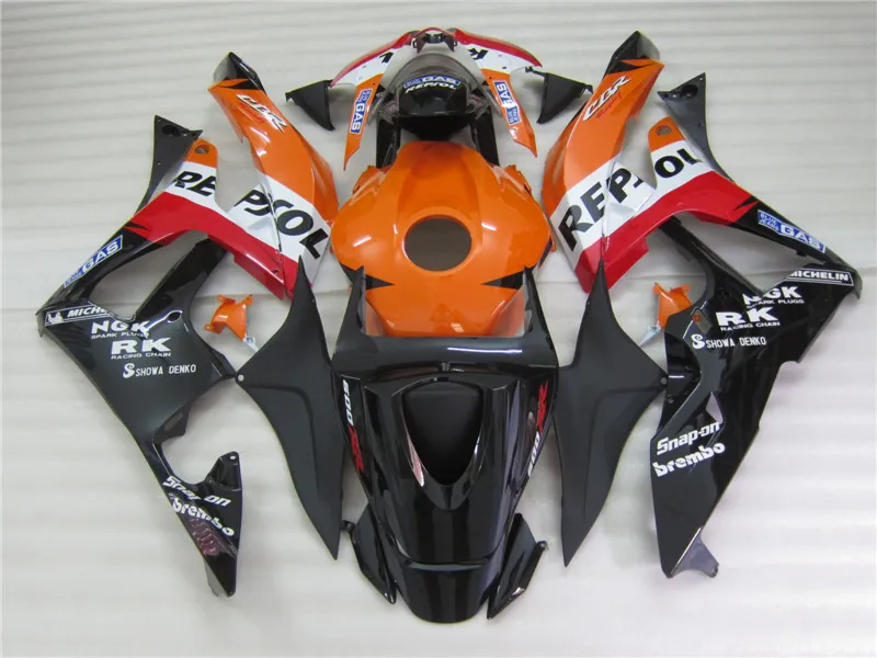 Carenagens moldadas por injeção para Honda CBR600RR 07 08 kit carenagem laranja preto CBR600RR 2007 2008 OT34