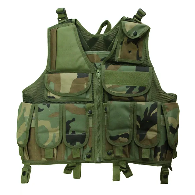 Gilet Tactique Camouflage Vert – Équipement Militaire Airsoft Et Chasse – Adulte Taille Unique – Neuf