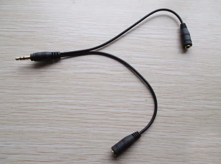 Оптовая черный 1 мужчин и 2 женщин 3.5 мм AUX аудио y Splitter кабель высокое качество наушников наушники адаптер для наушников 500 шт. / лот