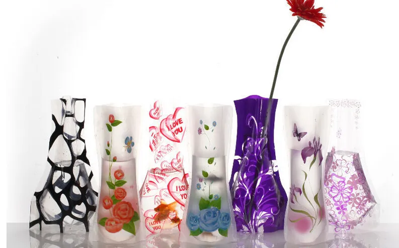 ديي زهرة مزيج حجم للطي pvc طوي حقيبة opp صغيرة زهرية صديقة للبيئة من موردين foldable vase