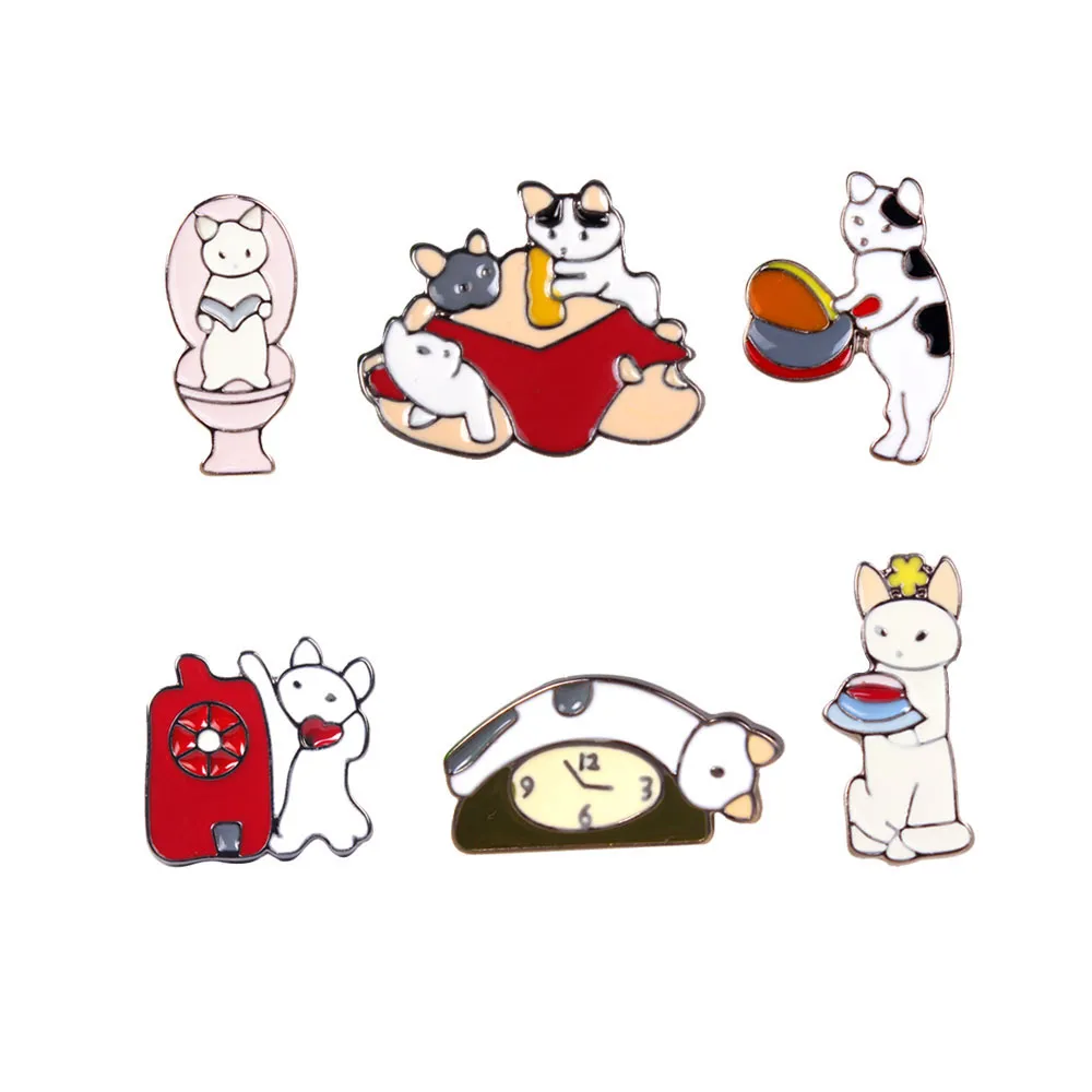 Wholesale Cartoon Cute Cat Brooch Pins Button Pin Jeans Clothes Decoration for women Gift Fashion Jewelry