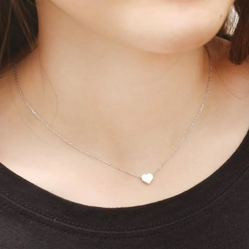 Everfast, venta al por mayor, colgante de corazón pequeño, collar de cadena larga para mujer, colgantes de cobre, joyería femenina chapada en oro y plata, EFN028-F