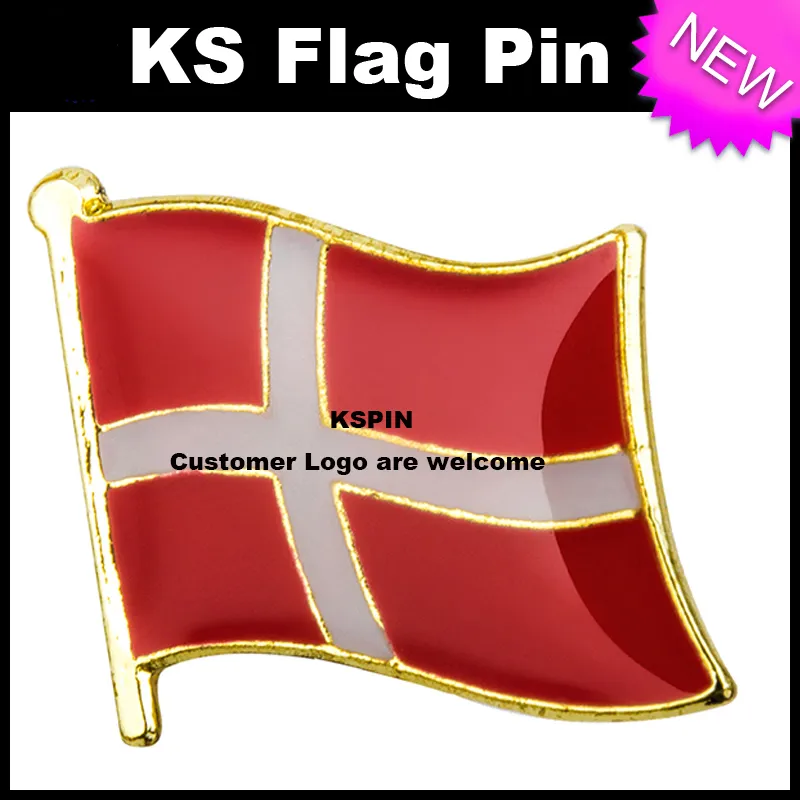 Флаг Дании Знак Флаг Pin 10 шт. Много Бесплатная Доставка KS-0048