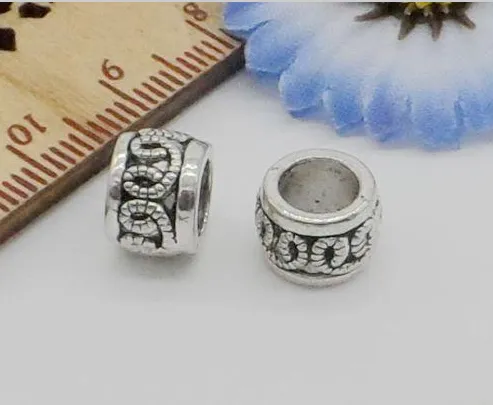 Tibetan Silver Big Hole Spacer Beads For Jewelry Making 6.5x9mm