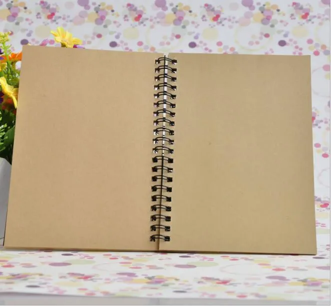 21x14cm Kraft Paper Notepad Office school Supplies Creative Sketchbook Graffiti Notepads Blank coil Notebook outdoor travelling pocket dairy