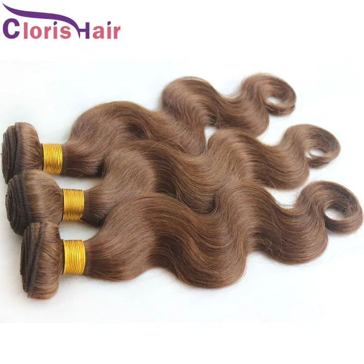 Donkerbruin Menselijk Haarbundels Peruaanse Virgin Body Wave Weeft Dikke Aanbiddelijke # 4 Golvende Natuurlijke Extensions 3 Stuks Deals Betrouwbare fabriek