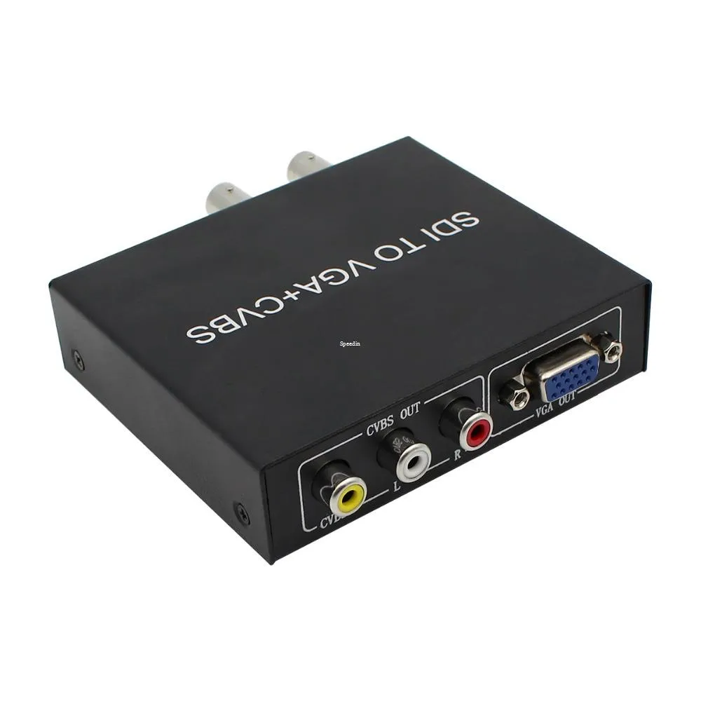 Freeshipping SDI (SD-SDI / HD-SDI / 3G-SDI) VGA + CVBS / AV + SDI Dönüştürücü Desteği 1080P Monitör / Kamera / Adaptörü ile Ekran