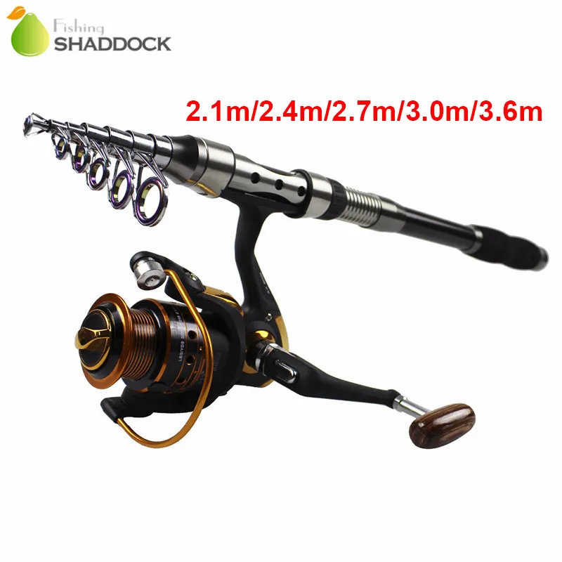 Telescopio in fibra di carbonio Baitcasting Canna da pesca Casting Spinning Canna da pesca Mulinello Set Attrezzatura da pesca Combo