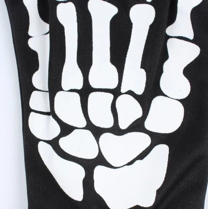 Halloween Skeleton Bone Fancy Dress Handskar Cosplay Monster Devil Corpse Kostymfest Karneval Maskerad Påskhandskar festlig leverans Svart