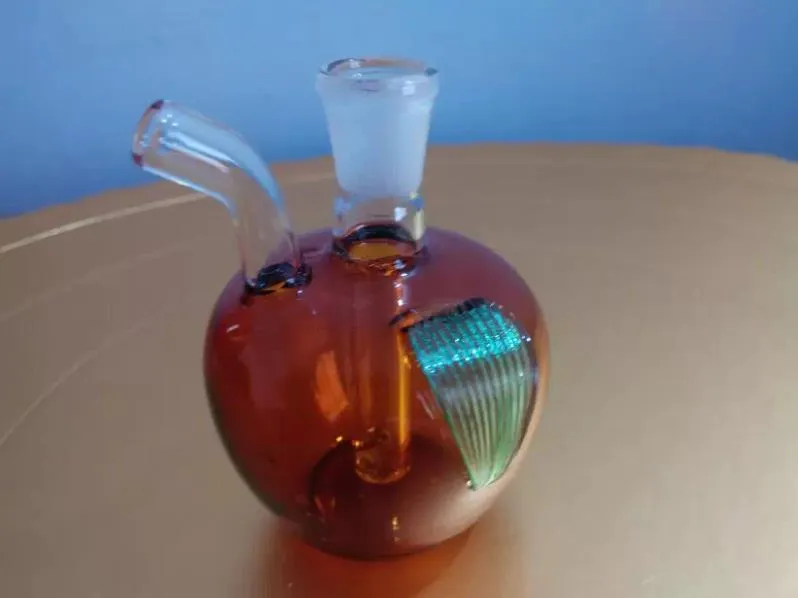 Accessoires de bongs en verre de petits capuchons de pomme rouge, Pipe colorée fumant des tuyaux en verre incurvés, tuyaux de brûleur à mazout, conduites d'eau, bangs en verre Dab Rig