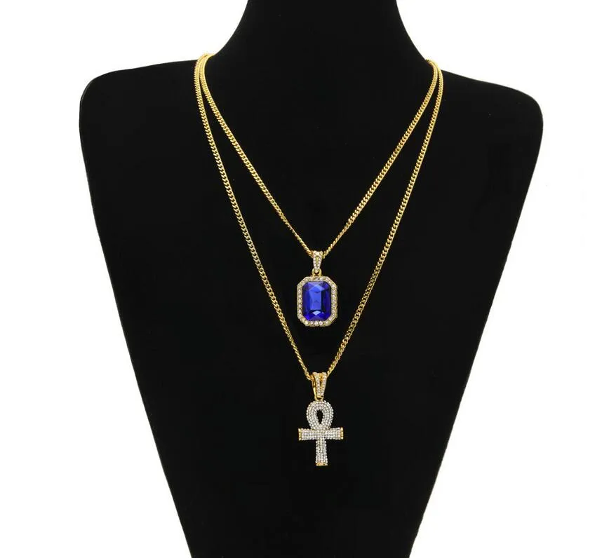 2018 NEW hip gem water drill key 2 necklace set sweater chain