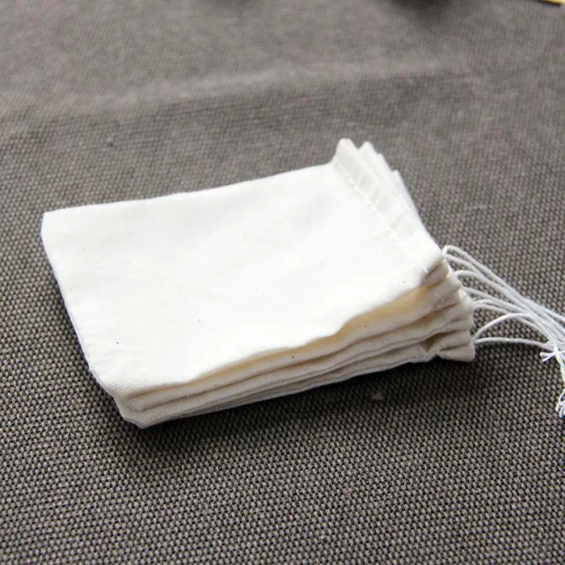 Whole Portable 8x10cm Cotton Muslin Reusable Drawstring Bags Packing Bath Soap Herbs Filter Tea Bags293q