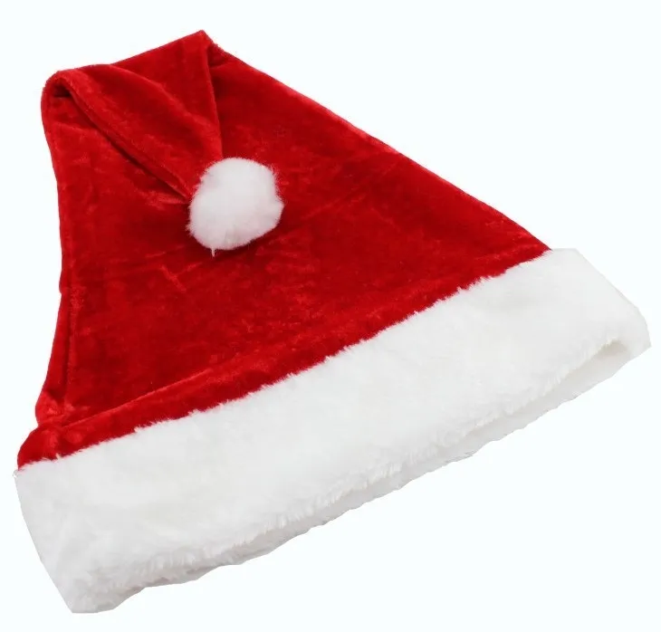 Wysokiej jakości Christmas Hat Dorosłych Christmas Party Cap Czerwony Pluszowy Kapelusz Dla Santa Claus Kostium Christmas Decoration Prezent WA1499