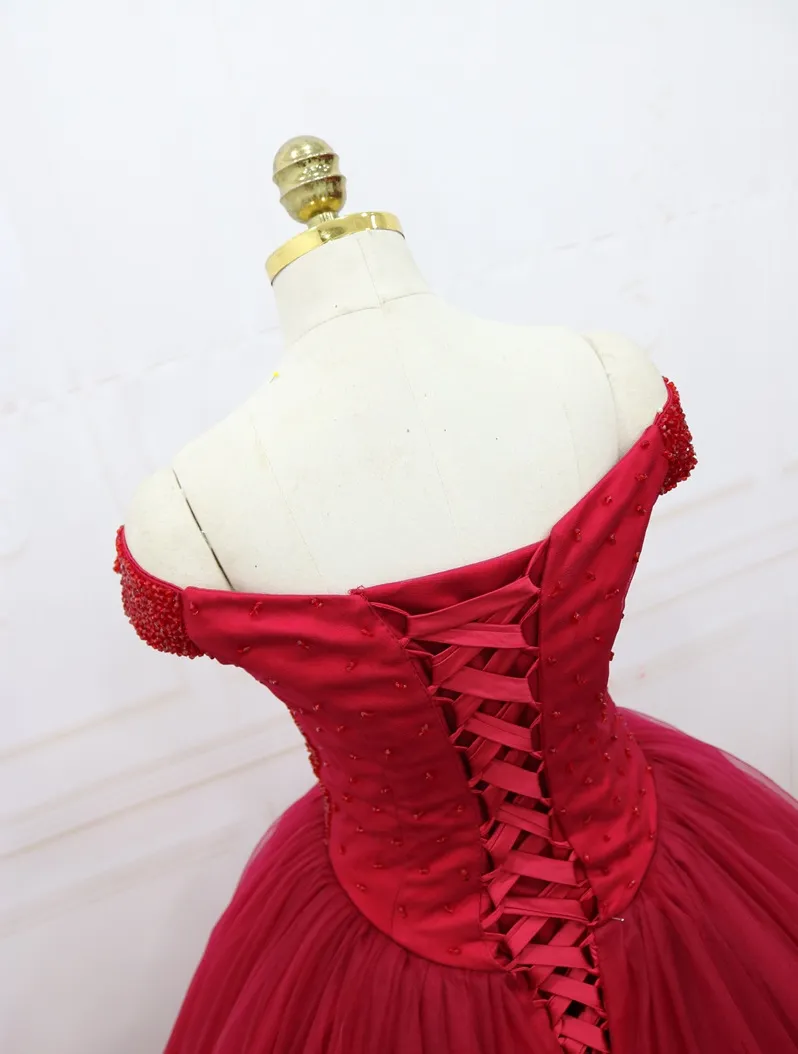 Funkelnde Quinceanera Kleider Ballkleid dunkelrot rot