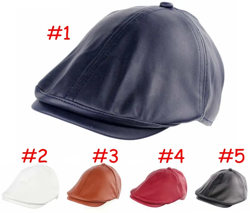 Crianças recém-nascidas pu leahter chapéus cps Legal Cabbie Newsboy Gatsby Chapéu crianças Cap Beret 5 cores escolher navio livre