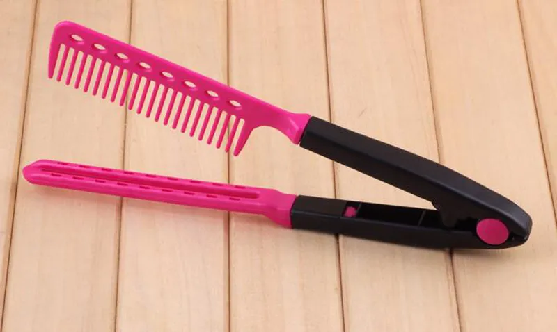 Fashion V Type Hair Straightener Comb DIY Salon Hairdressing Styling Tool Curls Brush Combs 6371478