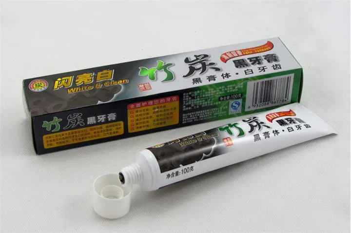 Hoge kwaliteit 100g houtskool tandpasta whitening zwarte tand pasta bamboe houtskool tandpasta oraal hygiëne product DHL gratis