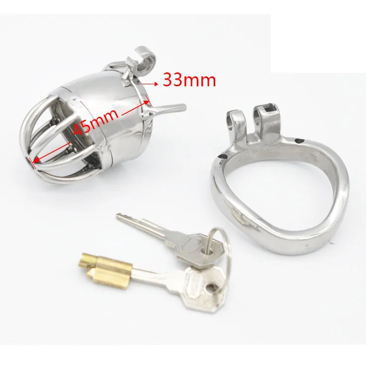 Petit dispositif de chasteté Cage de chasteté en métal Cage à bite en acier inoxydable Ceinture de chasteté masculine Anneaux BDSM Jouets Bondage Produits de sexe pour hommes