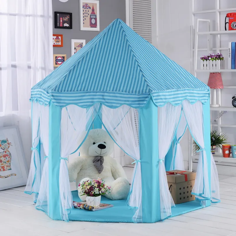 Kids Play Tents Prince and Princess Party Tent Children Indoor Outdoor tent Game House Three Colors with 1M LED Light