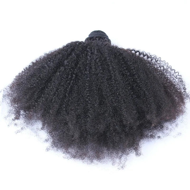 Brasiliansk Afro Kinky Curly 4 * 4 Lace Frontal Closure med hårbuntar Afro Curly Virgin Hair With Lace Closure Gratis frakt