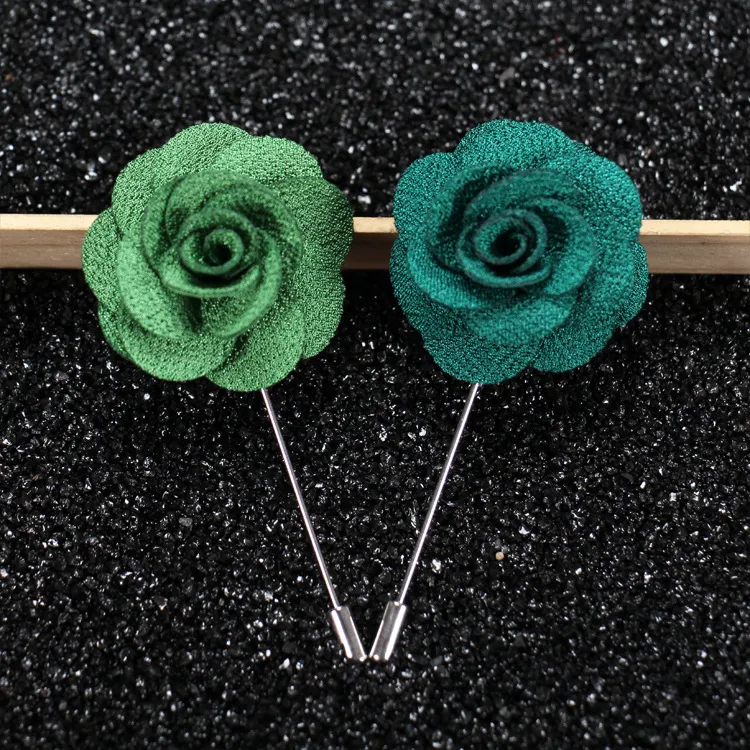 Hot Lapel Flower Man Woman Camellia Handmade Boutonniere Stick Brooch Pin Men`s Accessories 