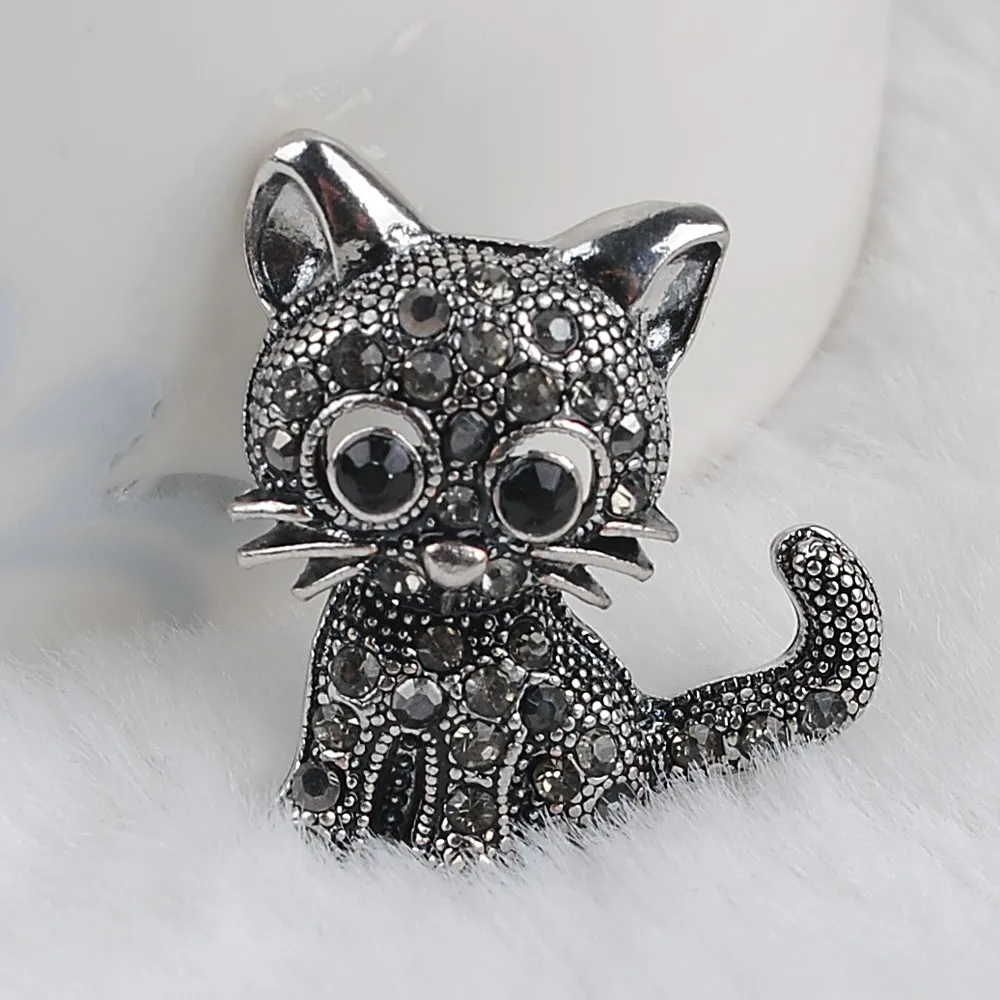 Modern Brooches Cute Little Cat Brooches Pin Up Jewelry For Women Suit Hats Clips Antique Silver Corsages
