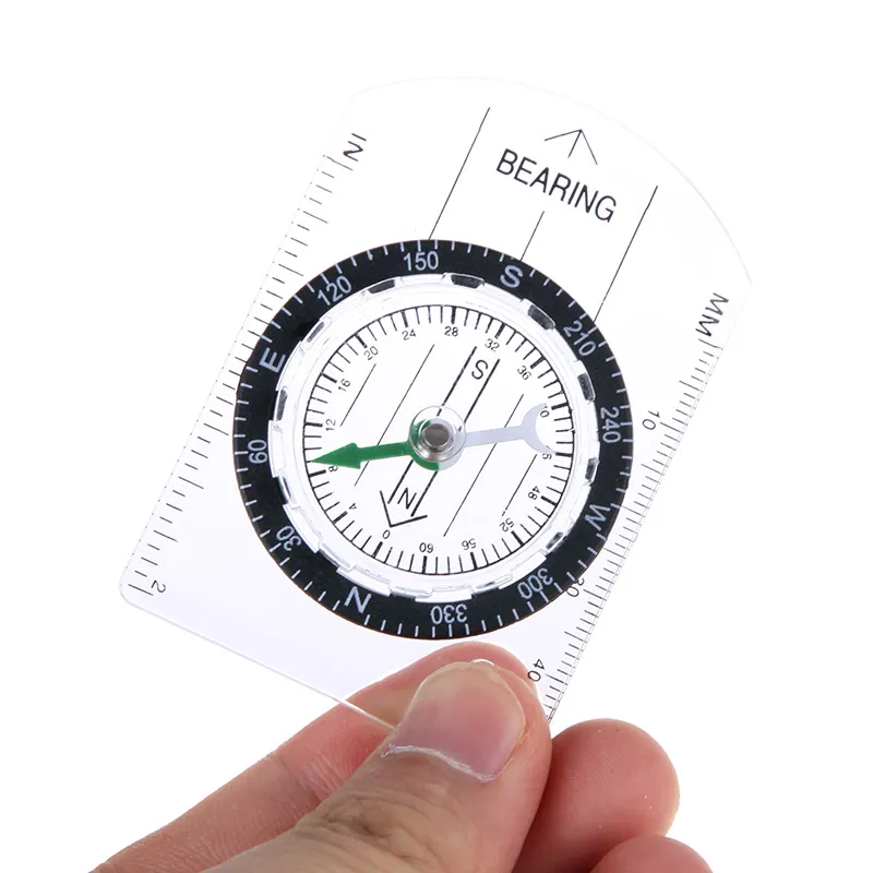 Mini Military Compass Map Scale Ruler Outdoor Camping Hiking Cycling Compass Geological Baseplate Compass with Scout Lanyard