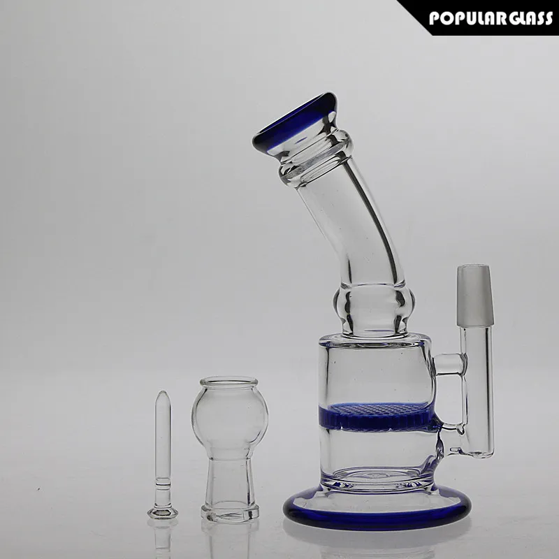 SAML 16.5cm Tall Oil Rigs Hookahs Honeycomb Perc Dab Rig smoking water Pipe Smaller Glass Bong joint size 14.4mm PG5017