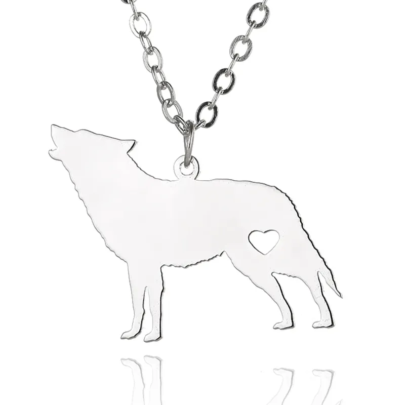 Wolf Anhänger Halskette Edelstahl Tiere Charme Link Kette Schmuck für Frauen und Männer Kinder Geschenke Großhandel