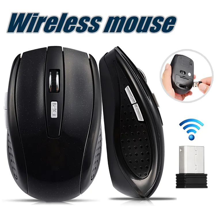 2,4 GHz USB Optische draadloze muis USB-ontvanger Muizen Smart Sleep Energy Saving Gaming Mouse voor computertablet PC Laptop Desktop met witte doos