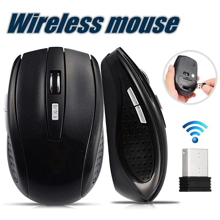 Mouse wireless ottico USB da 2,4 GHz Mouse ricevitore USB Smart Sleep Mouse da gioco a risparmio energetico per computer Tablet PC Laptop Desktop con scatola bianca