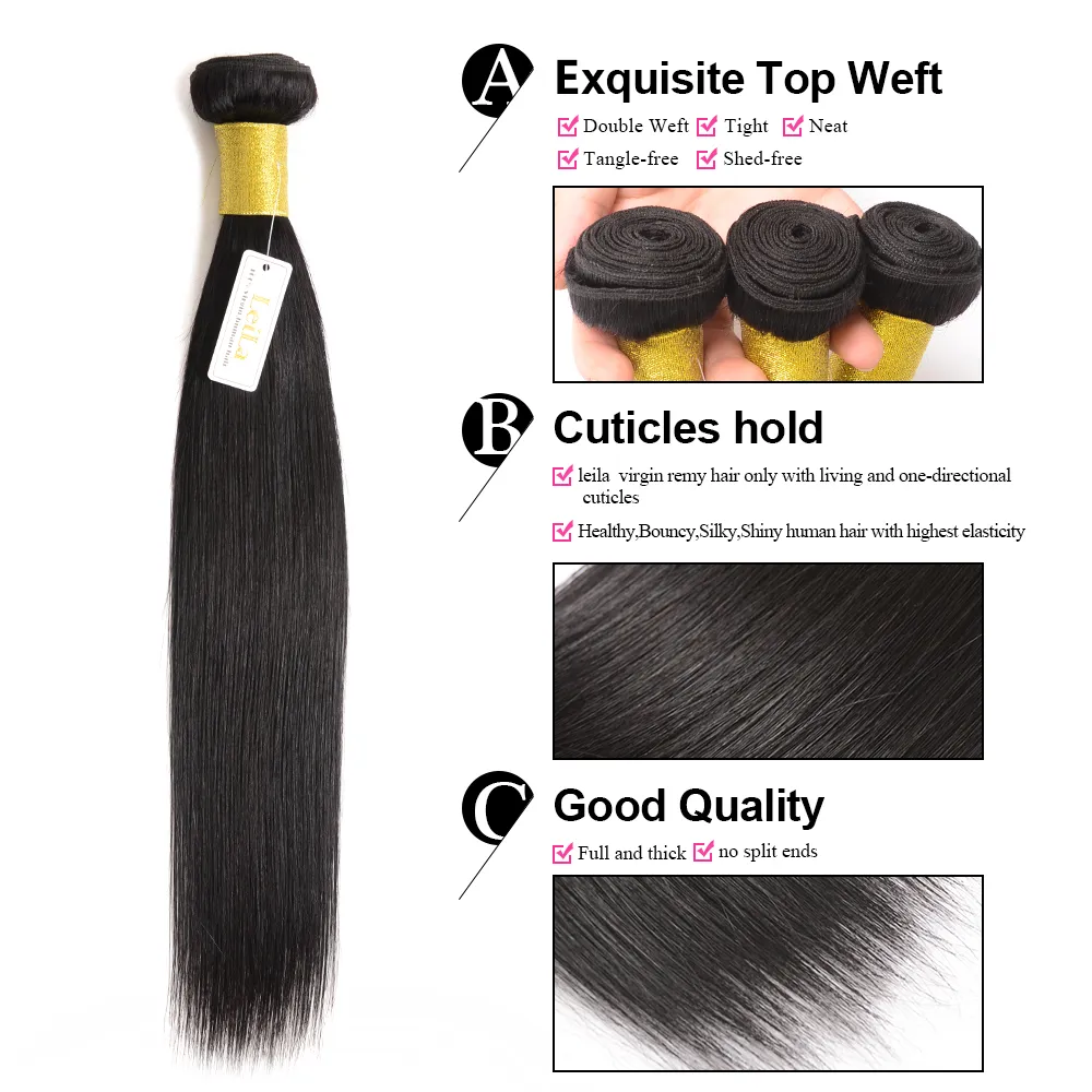 Billiges malaysisches glattes Haar 2 Bundles mit 4 x 4 Spitzenverschluss, reines Haar, 100 % unverarbeitetes Echthaar, natürliche Farbe, 3 Teile/los